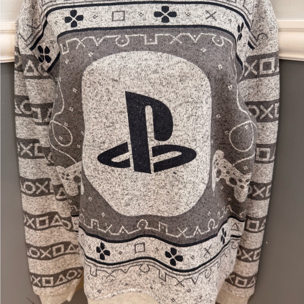 Official Playstation Men's Large Gray Crew Neck Sweater - Picture 2 of 7